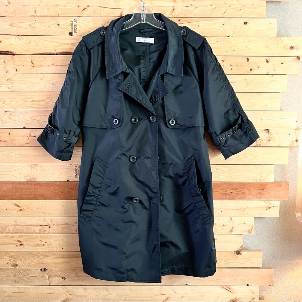 GIORDANO Dark Gray Light Weight Nylon Blend Women Trench Coat size L